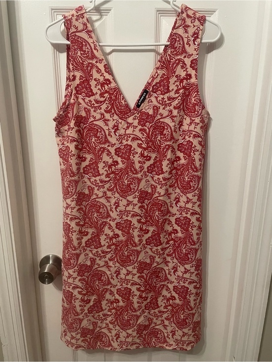 Express Dresses & Skirts - Express Cream and Red Paisley V-Neck Mini Dress